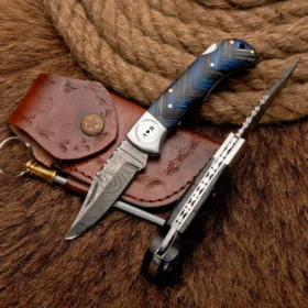 Damascus Handmade Folding knife - Custom Engraving