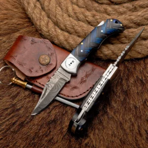 Damascus Handmade Folding knife - Custom Engraving