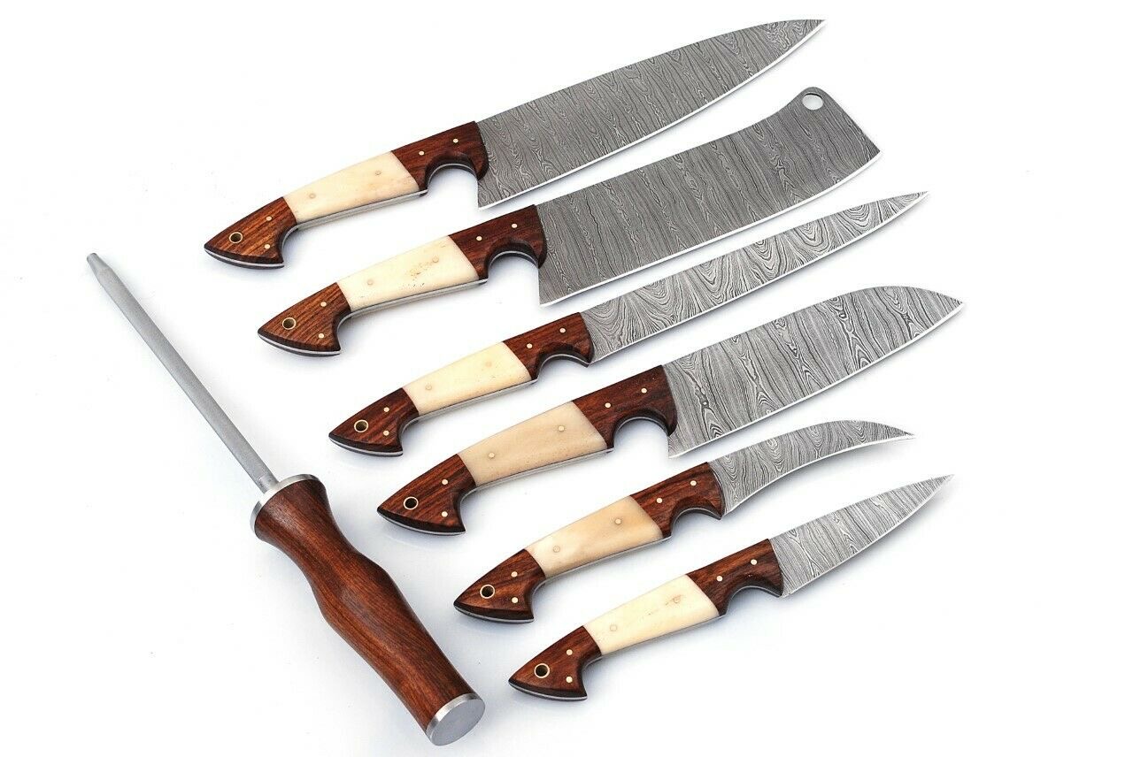 7pcs Kitchen knife set - Handmade Damascus - Image 2