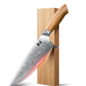 Damascus Chef Knife with Olive Wood Handle