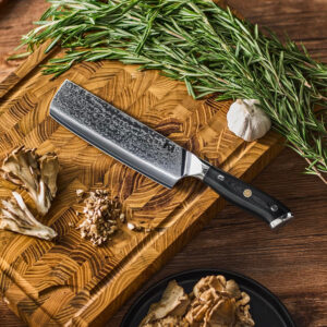 Damascus Nakiri Knife, Black beautiful Handle