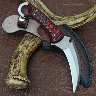 Karambit Knife - Red pakka wood Handle
