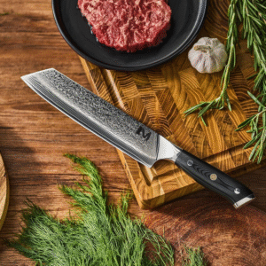 Damascus Kiritsuke Knife, Black beautiful Handle