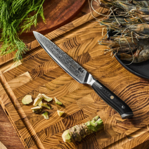 Damascus Utility Knife, Black beautiful Handle